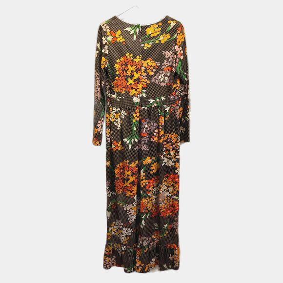 Vintage George Arthur of California Brown Floral Maxi Dress  Women's Size Medium - Picture 5 of 9